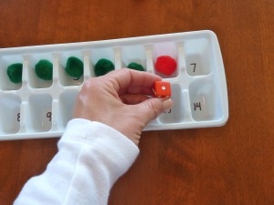 Placing manipulative from other die into ice cube tray
