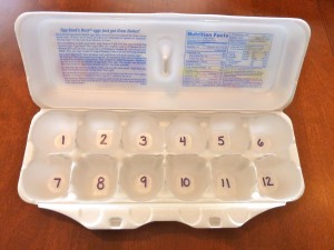 Egg Carton with Numbers 1-12