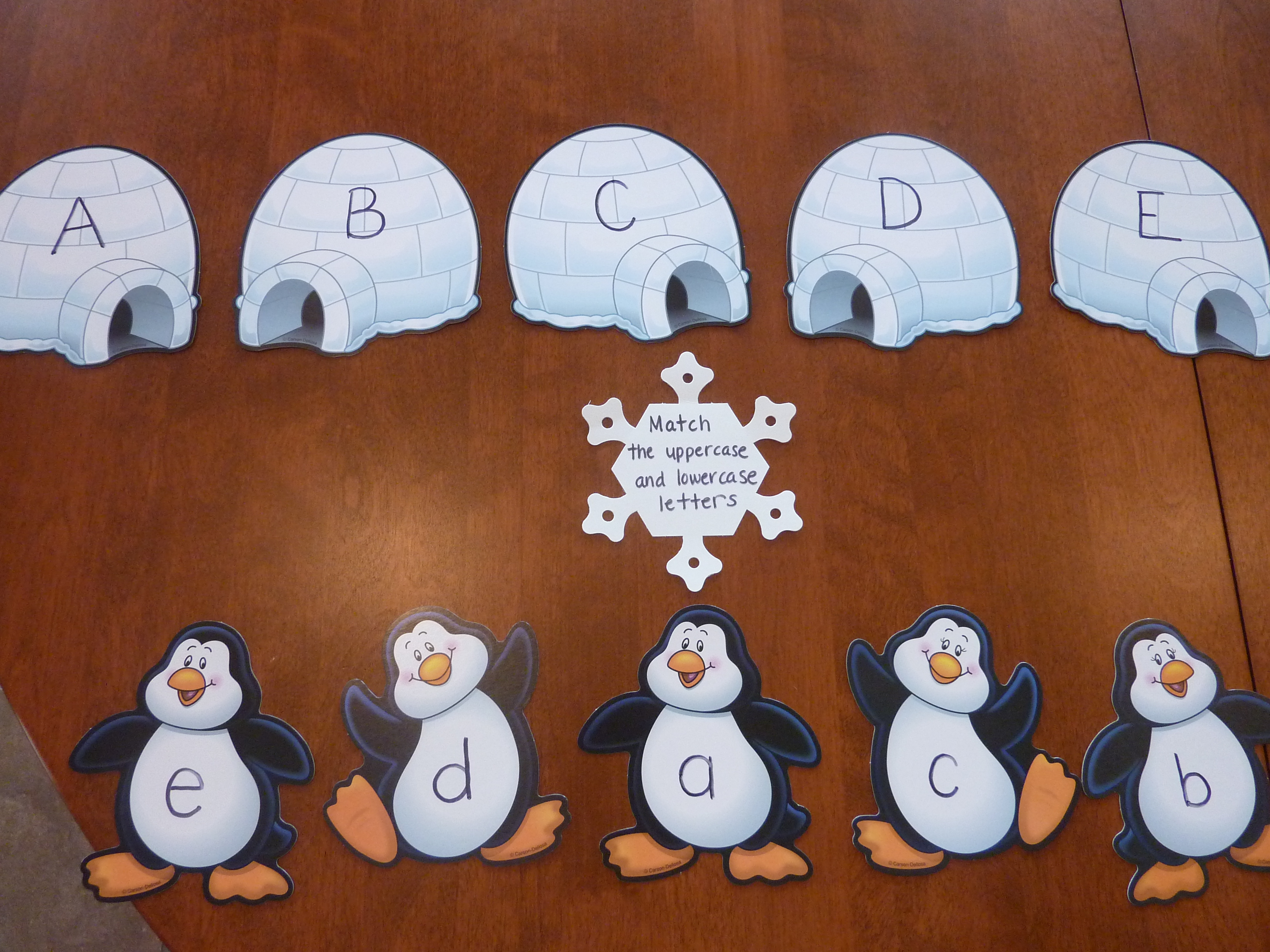 winter themed uppercase and lowercase letter matching game my letter matching game